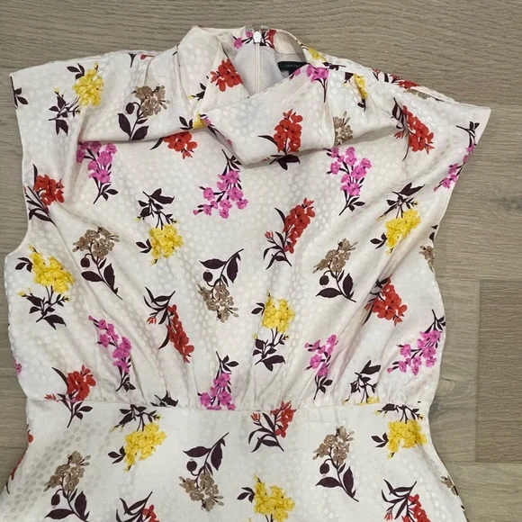 Ann Taylor Floral Casual Dress - Cream, Pink, Yellow - Picture 2 of 6